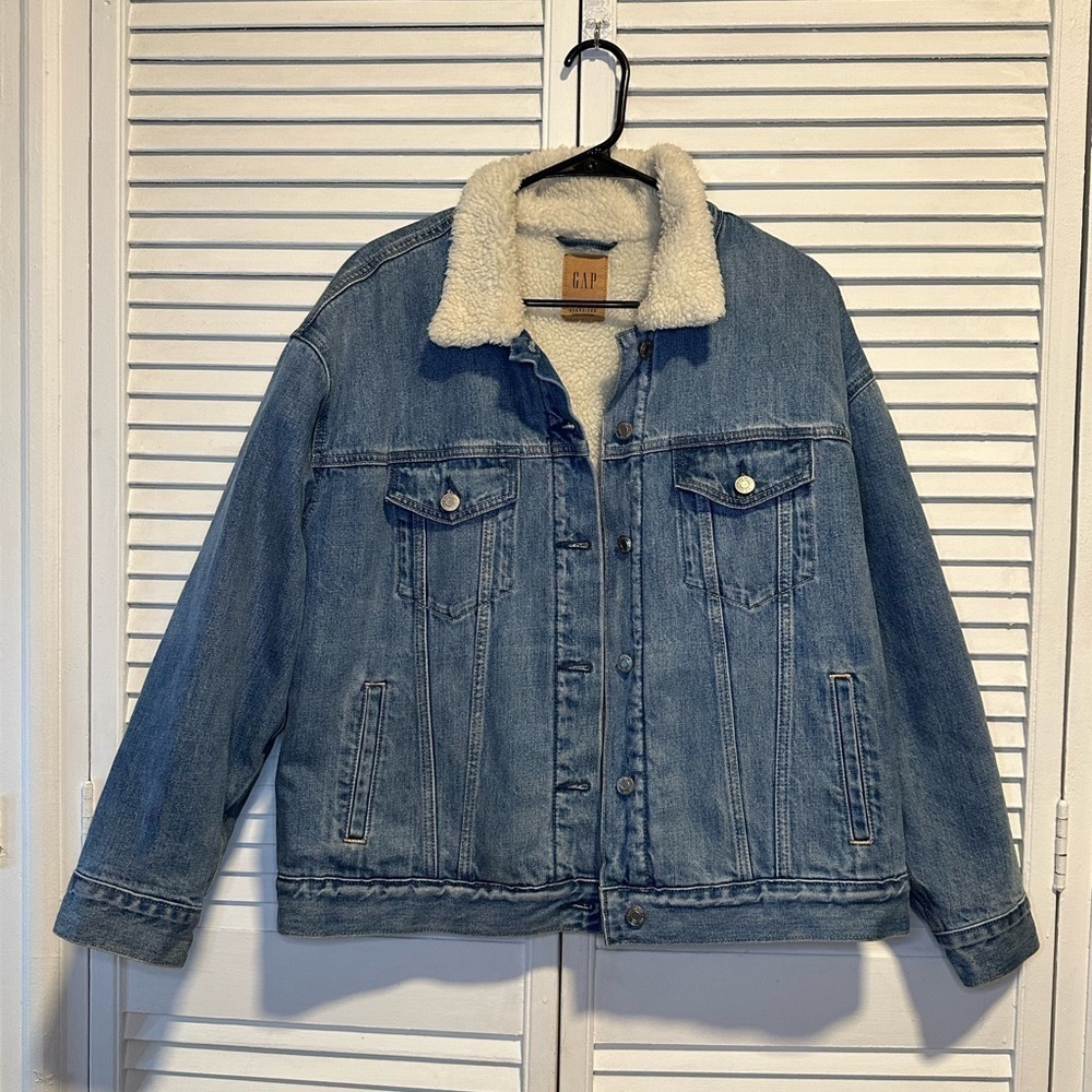 050 Oversized Demin Sherpa Jacket with washwell